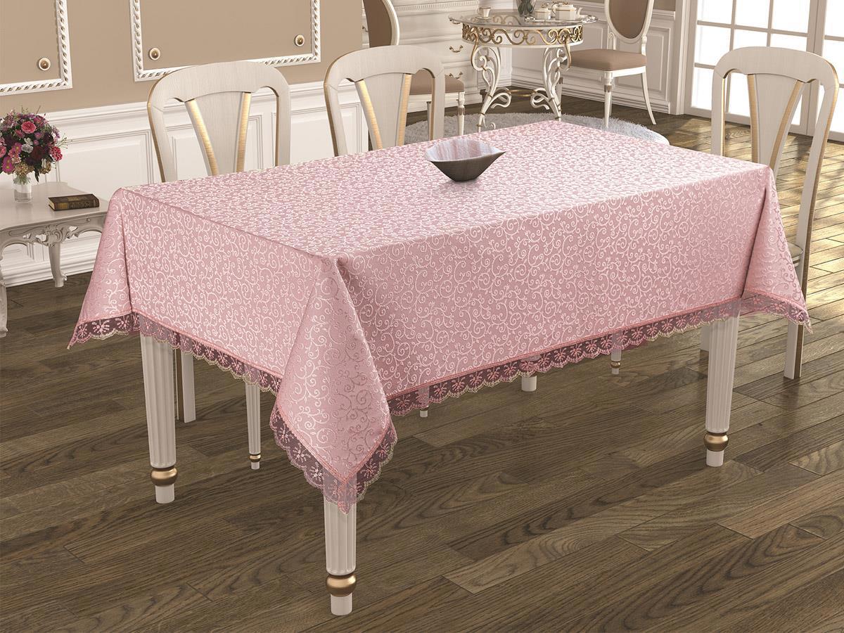 Çeyiz Diyarı Polyester 160 x 220 cm Dertsiz Dikdörtgen Masa Örtüsü Pudra
