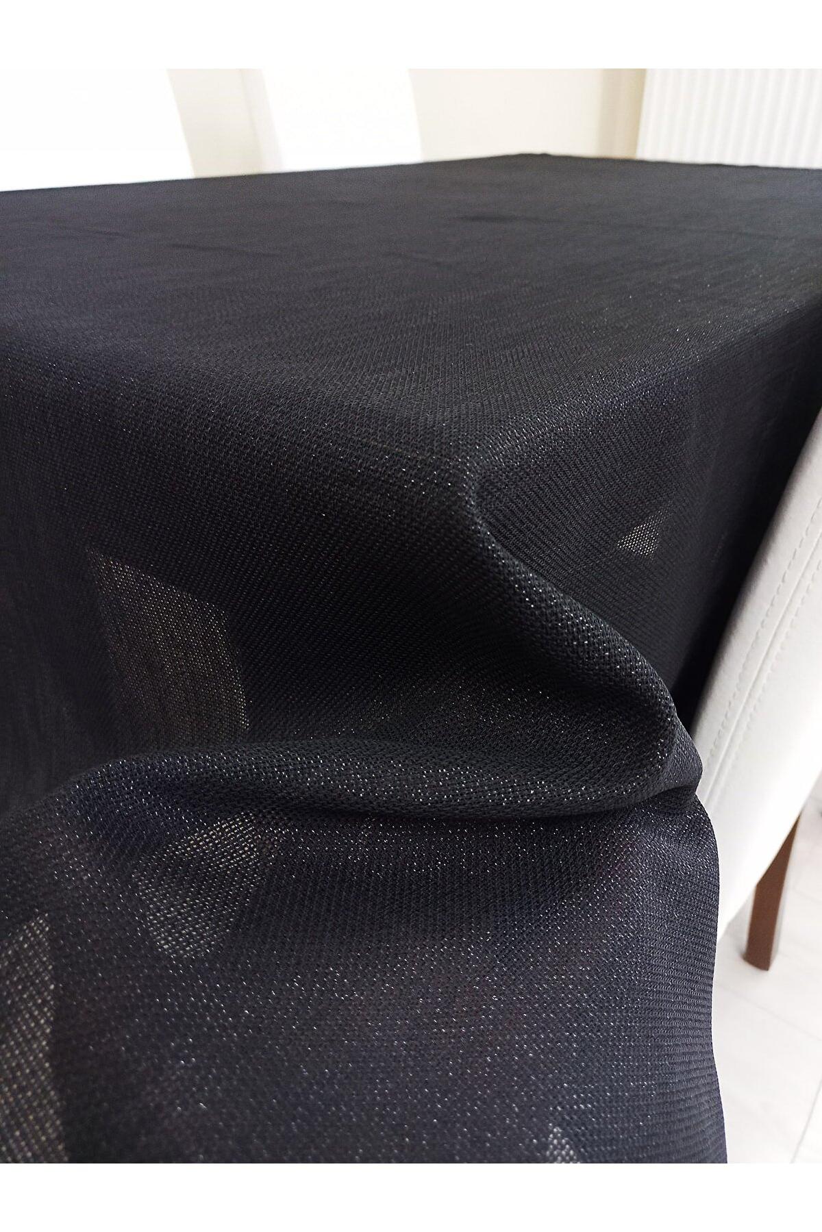 Zeren Home Polyester 130 x 160 cm Dertsiz Dikdörtgen Masa Örtüsü Siyah