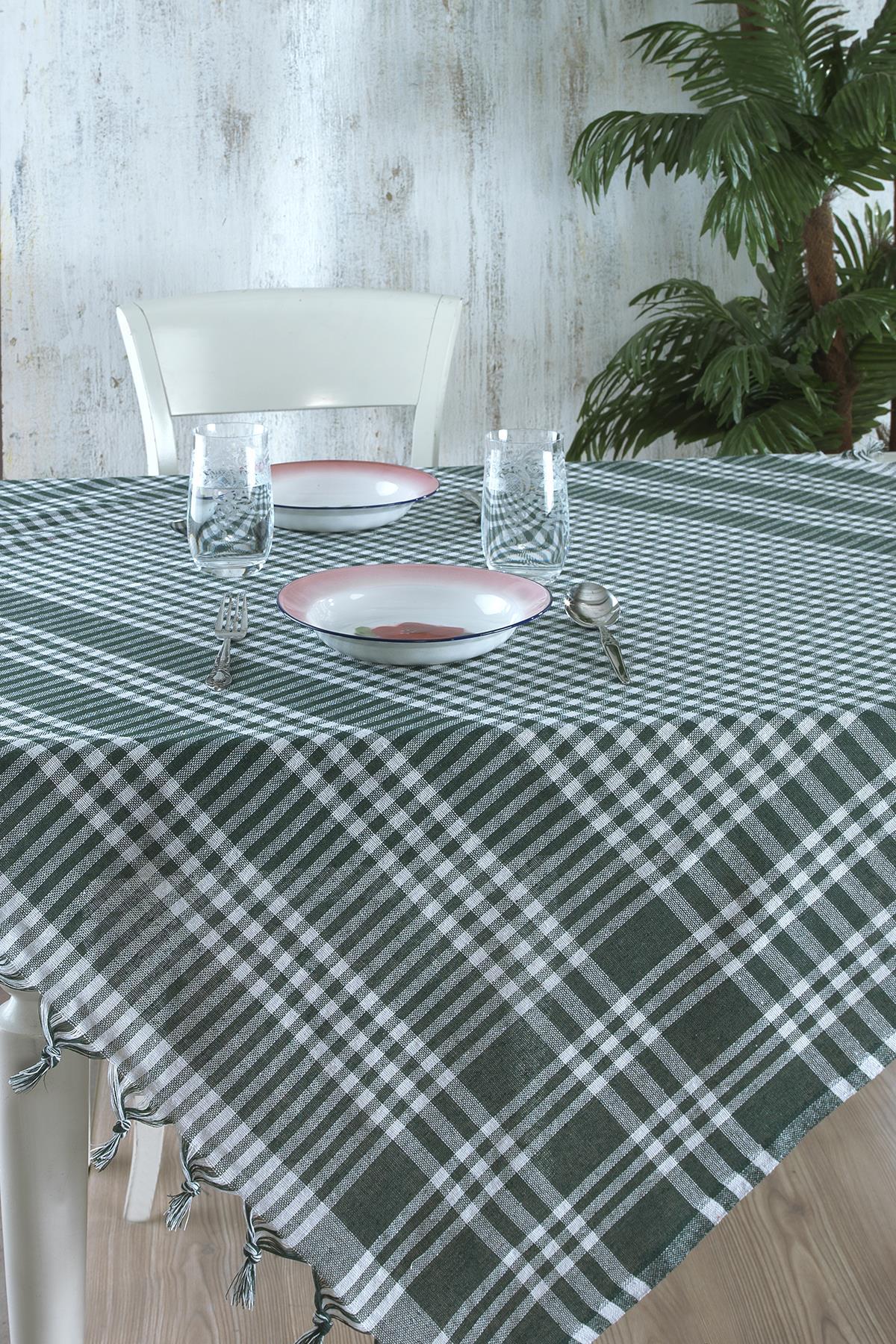 Ödel Home Pamuk 140 x 140 cm Kare Masa Örtüsü Yeşil