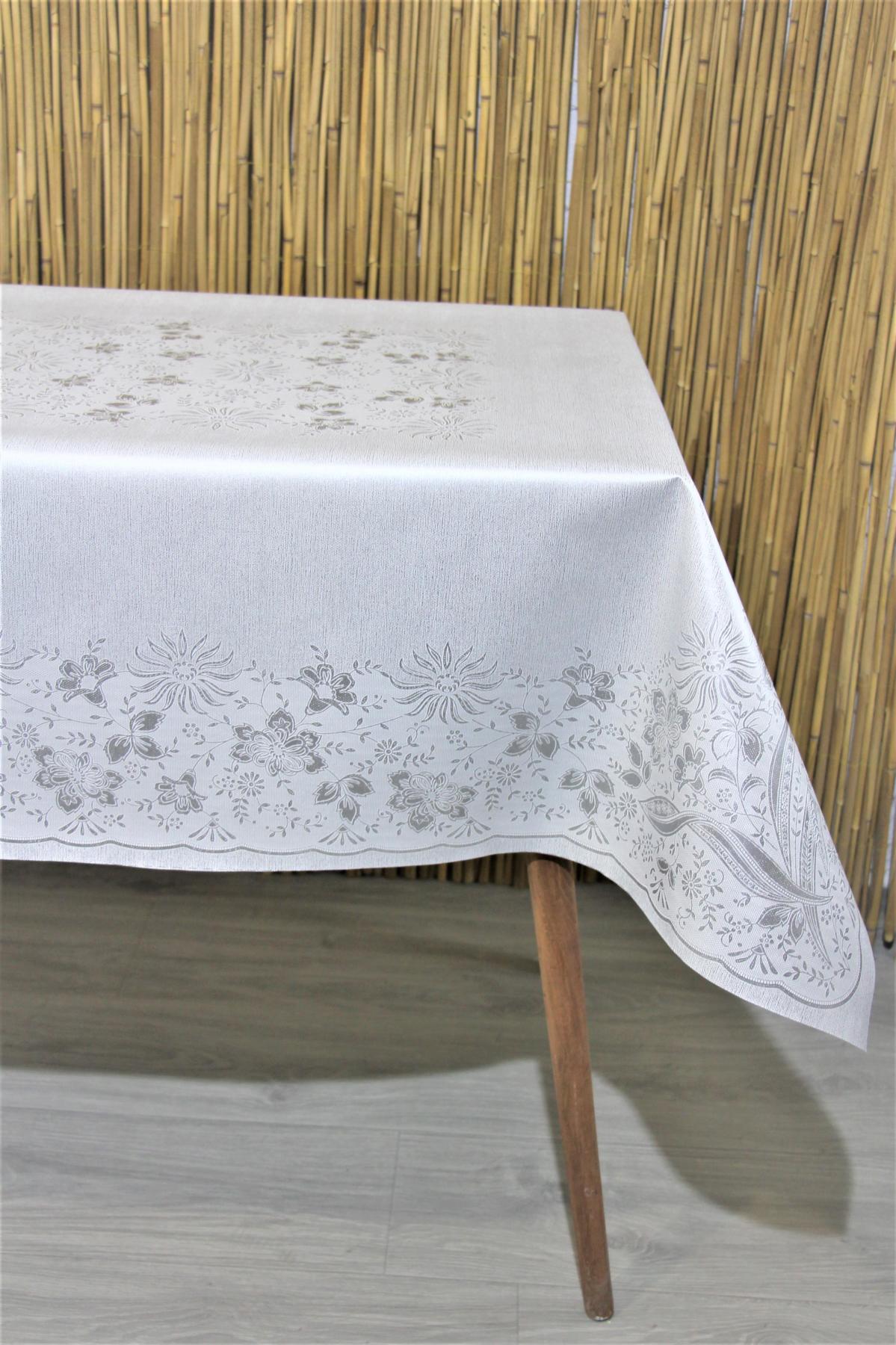Dede Ev Tekstil PVC 115 x 140 cm Dertsiz Dikdörtgen Masa Örtüsü Beyaz