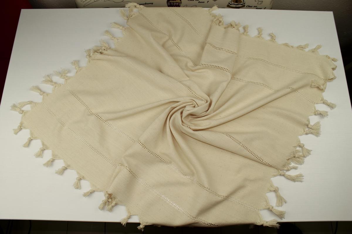 Ilgın Home Pamuk 90 x 90 cm Kare Masa Örtüsü Bej