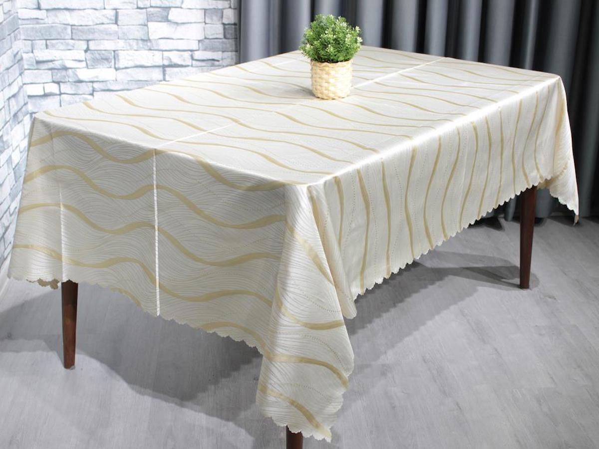 Çeyiz Diyarı 145 x 220 cm Dertsiz Dikdörtgen Masa Örtüsü Gold - Krem