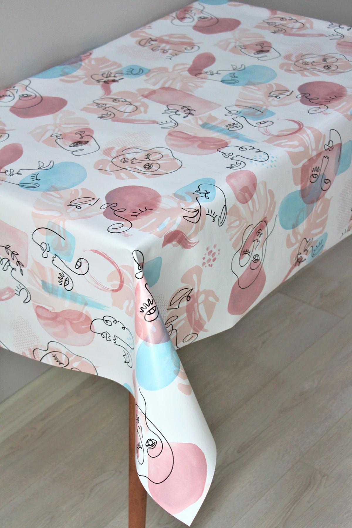 Dede Ev Tekstil PVC 140 cm Yuvarlak Masa Örtüsü Pembe