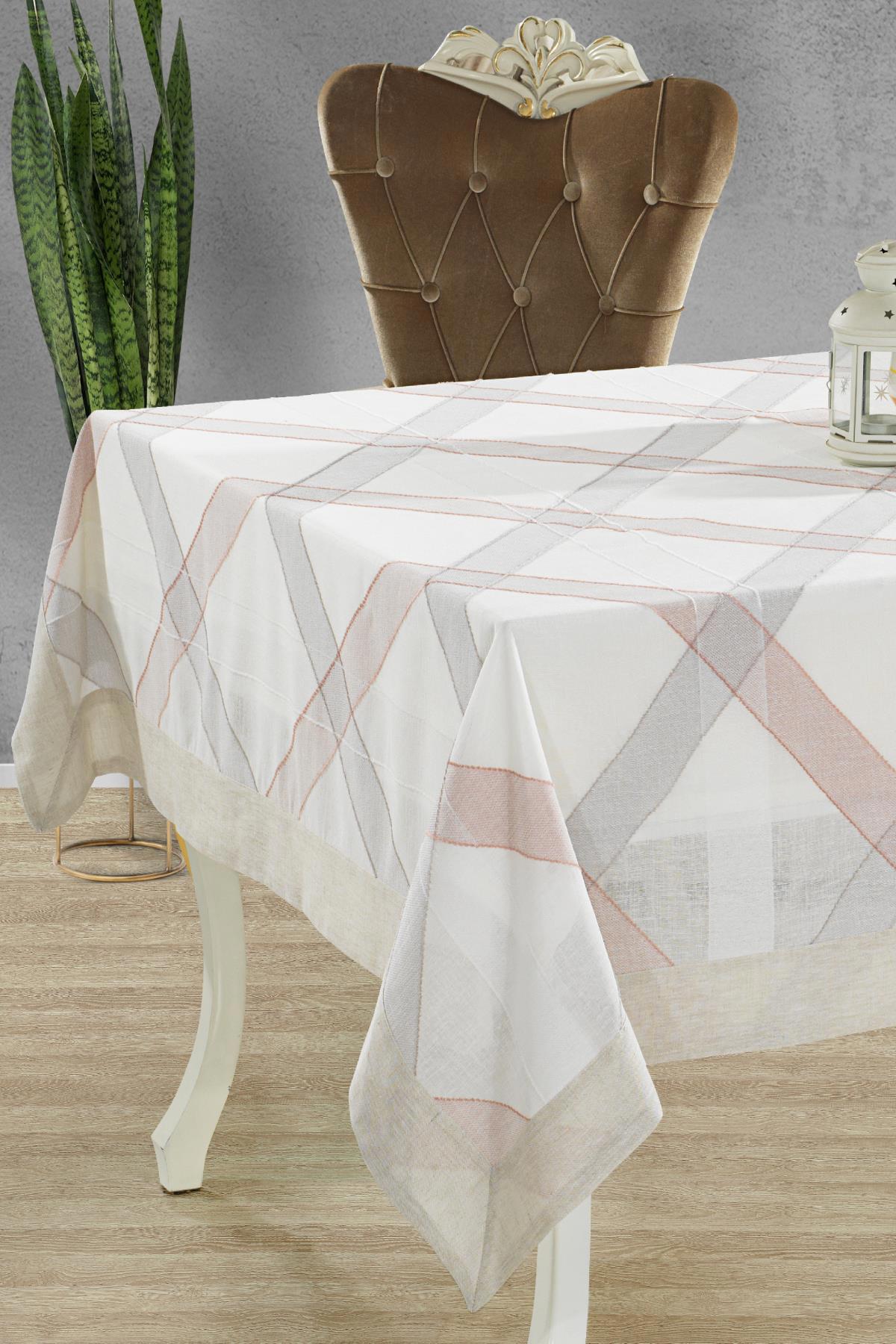 Evlen Home Jakarlı 160 x 220 cm Masa Örtüsü Gri
