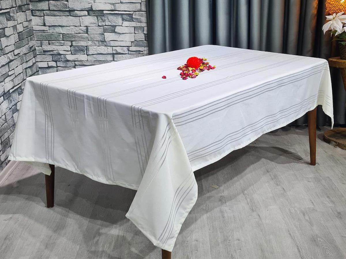 Çeyiz Diyarı Polyester 160 x 220 cm Dertsiz Dikdörtgen Masa Örtüsü Krem