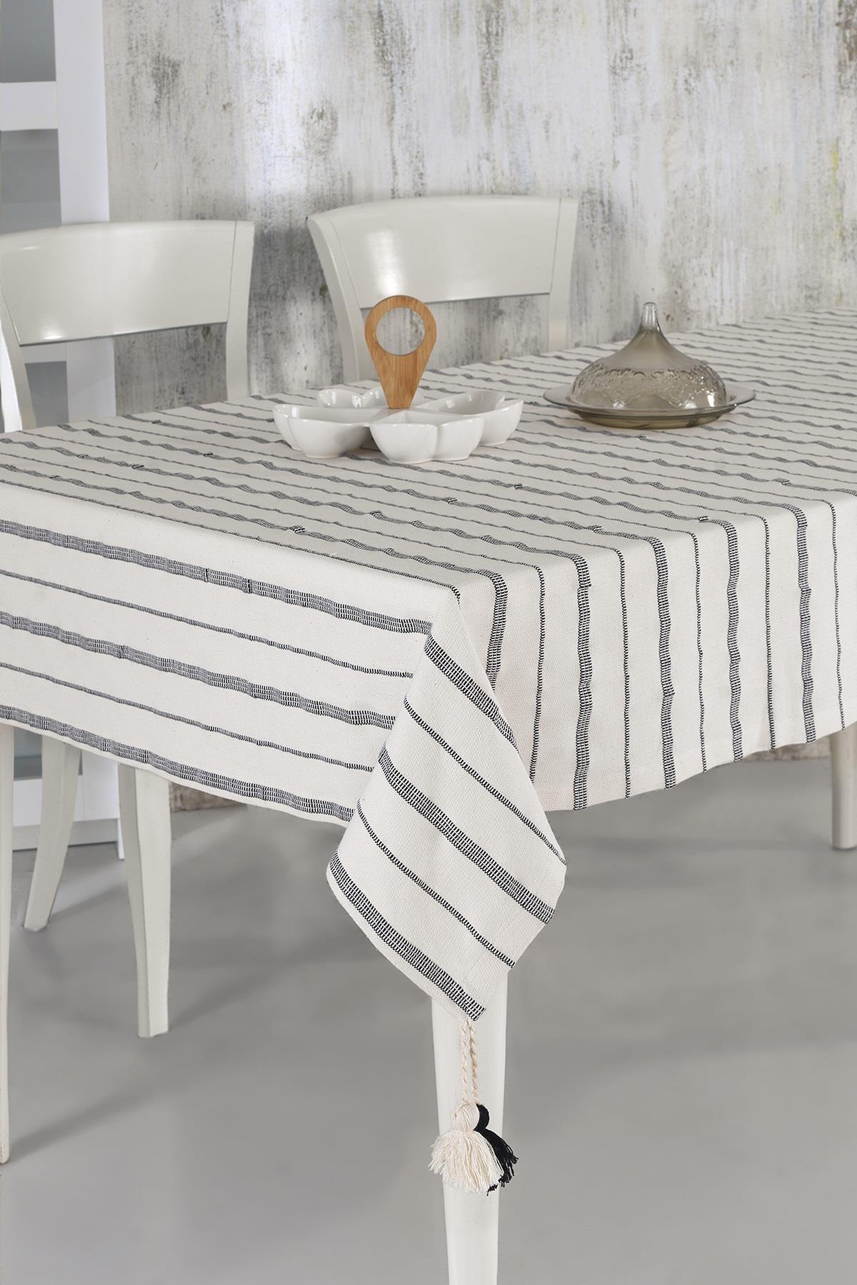 Ödel Home Pamuk 140 x 180 cm Dikdörtgen Masa Örtüsü Krem