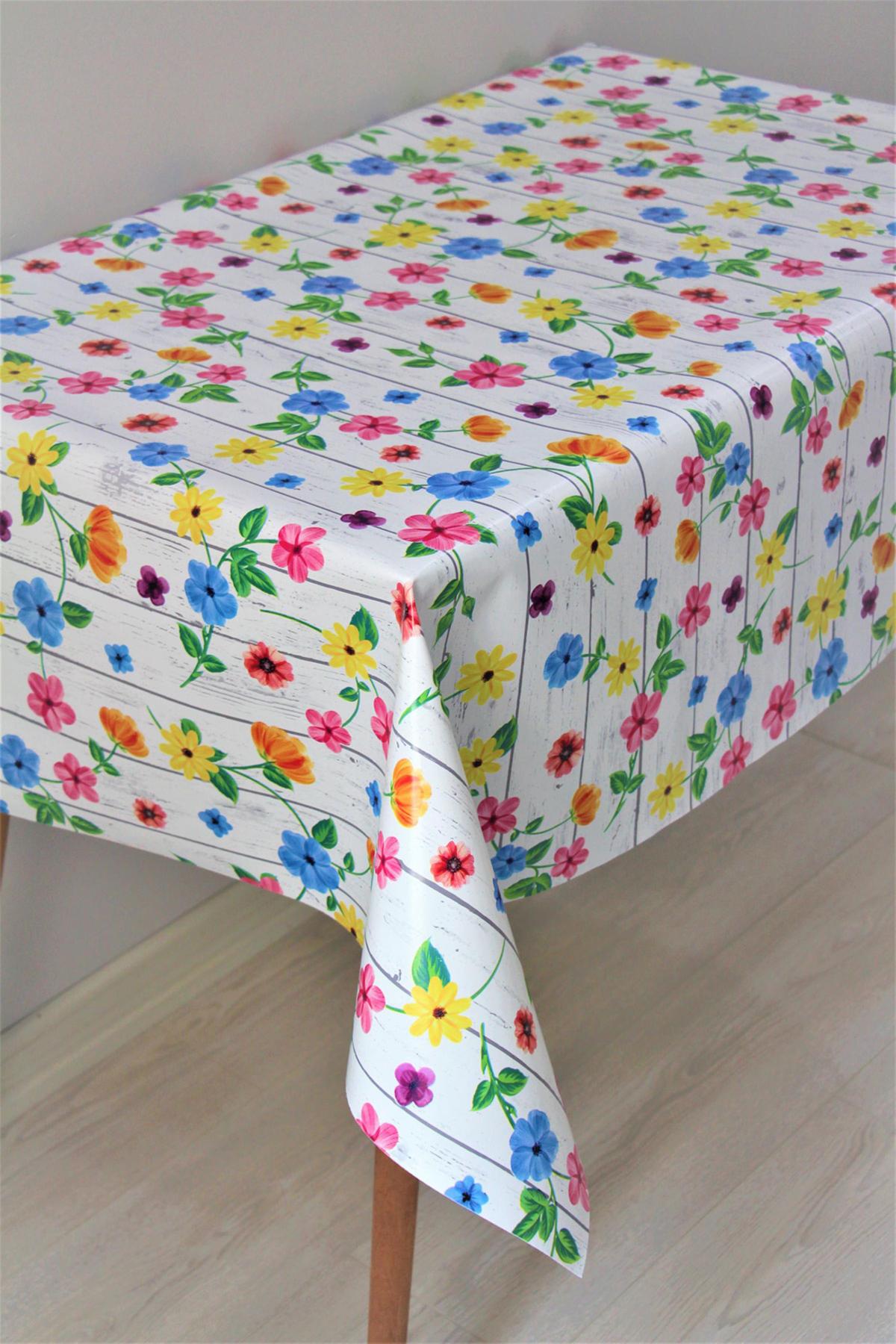 Dede Ev Tekstil PVC 100 x 160 cm Dikdörtgen Masa Örtüsü Çok Renkli