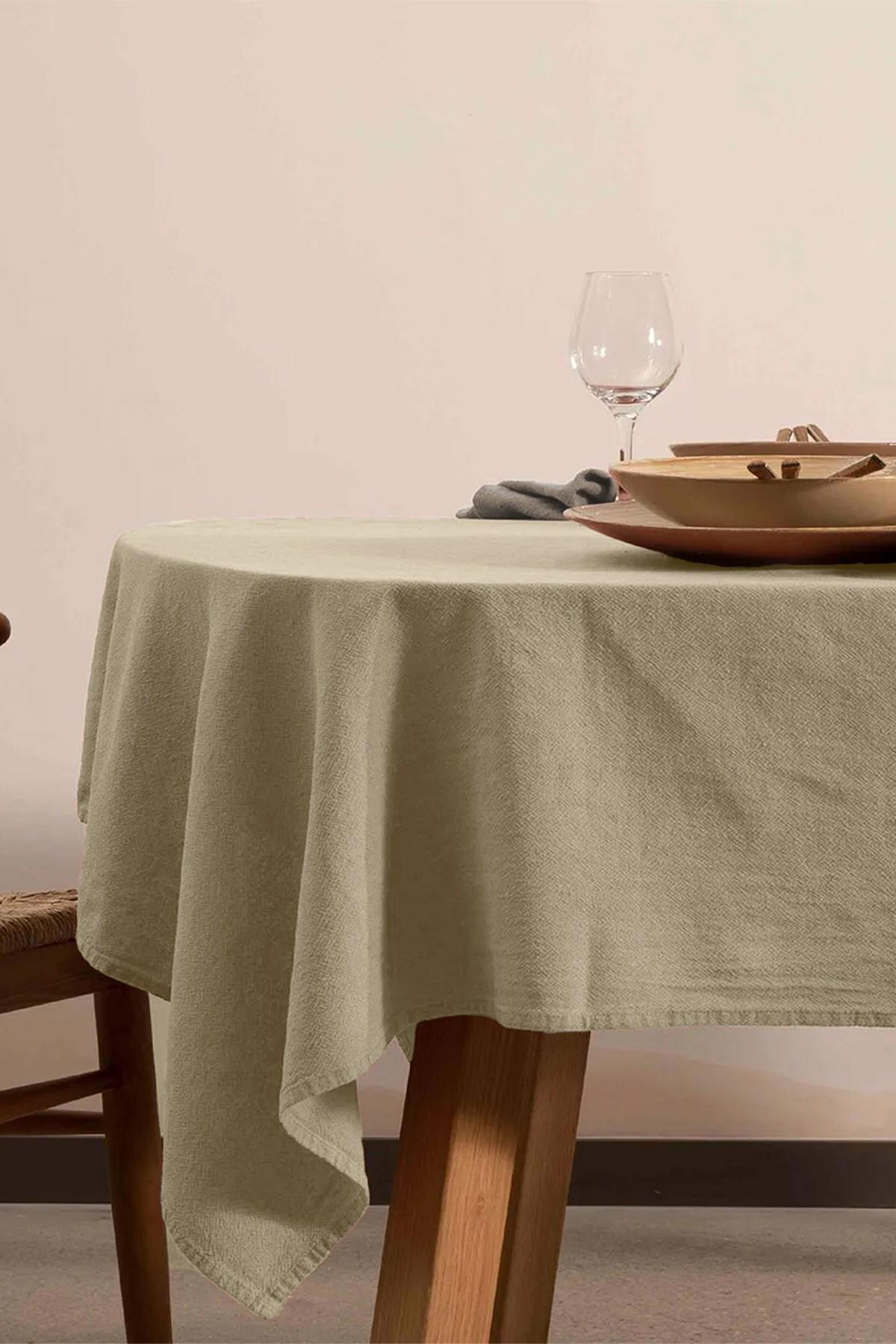 Vivamaison Keten 140 x 140 cm Kare Masa Örtüsü Vizon