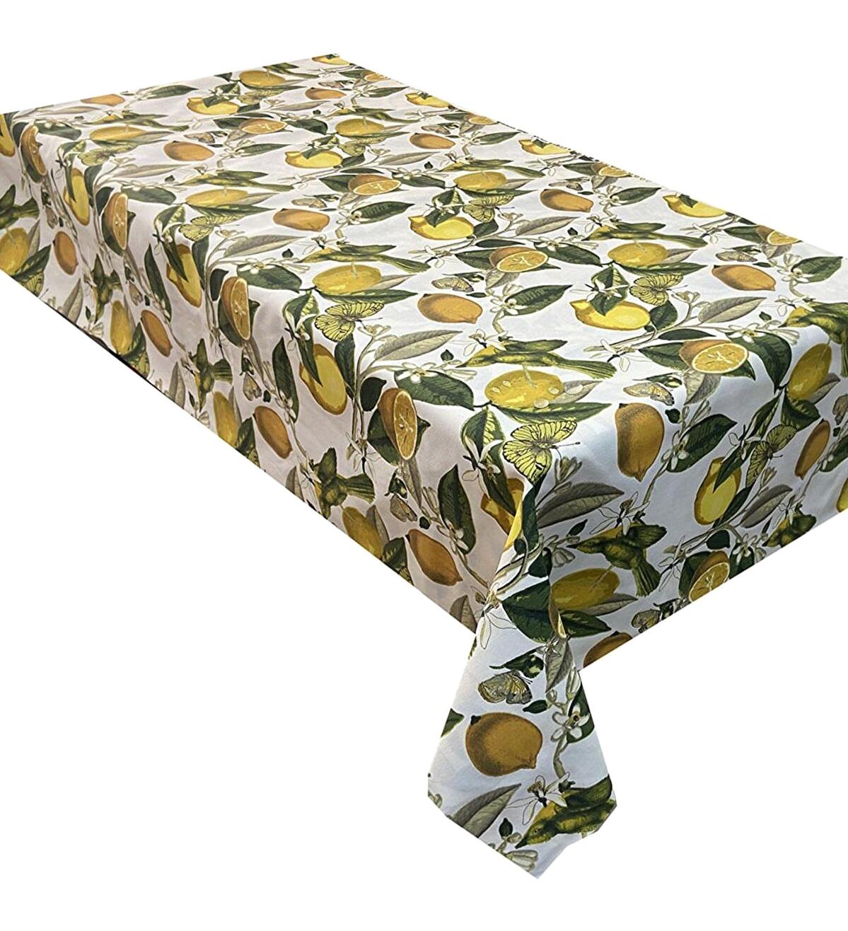 Zeren Home Pamuk 140 x 230 cm Dertsiz Dikdörtgen Masa Örtüsü Bej
