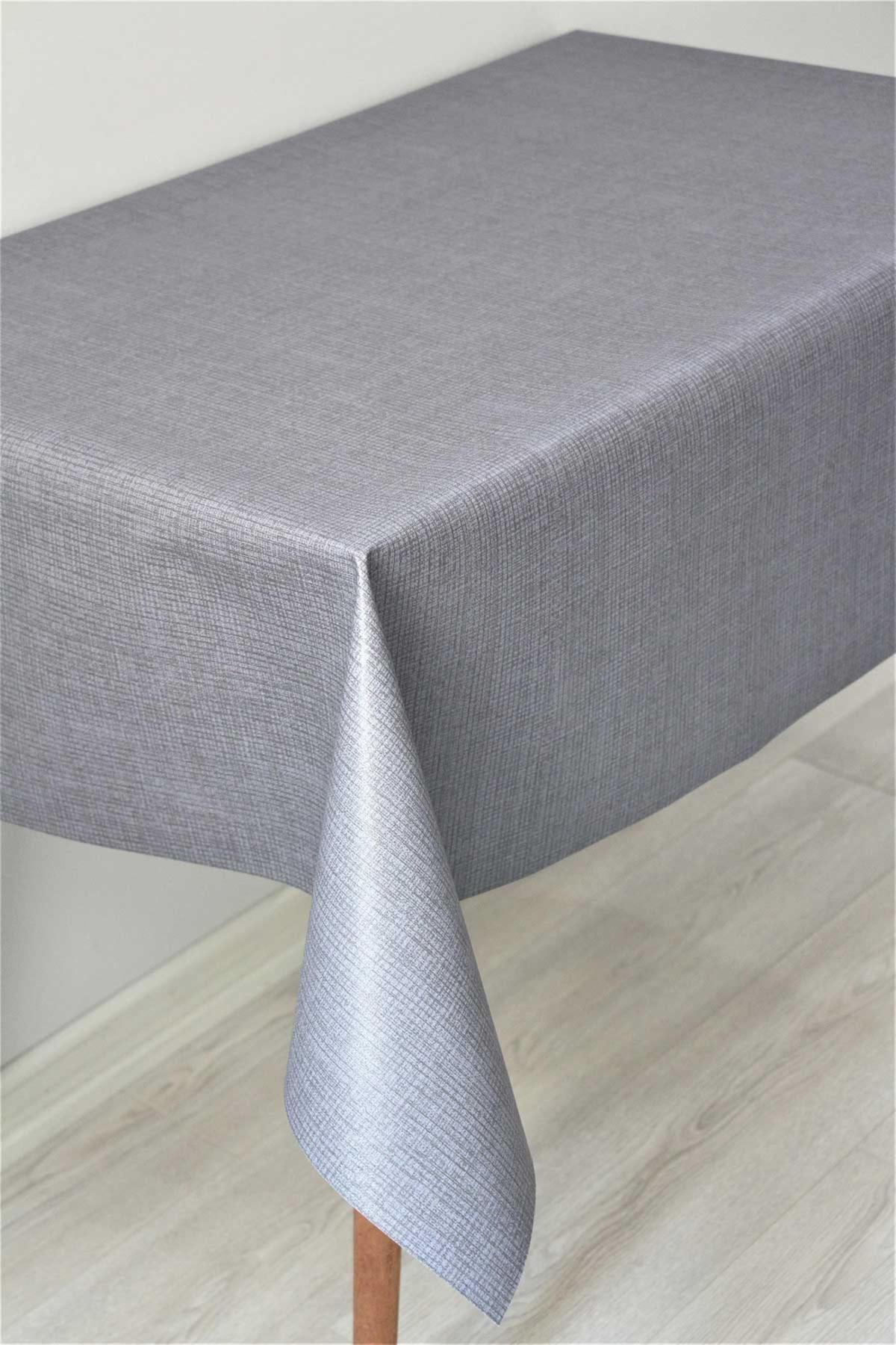 Dede Ev Tekstil PVC 140 x 300 cm Dikdörtgen Masa Örtüsü Antrasit