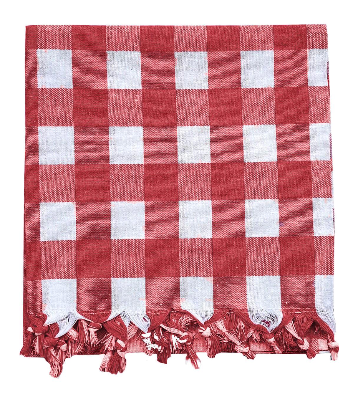 Mira Home Pamuk 150 x 150 cm Kare Masa Örtüsü Beyaz-Kırmızı