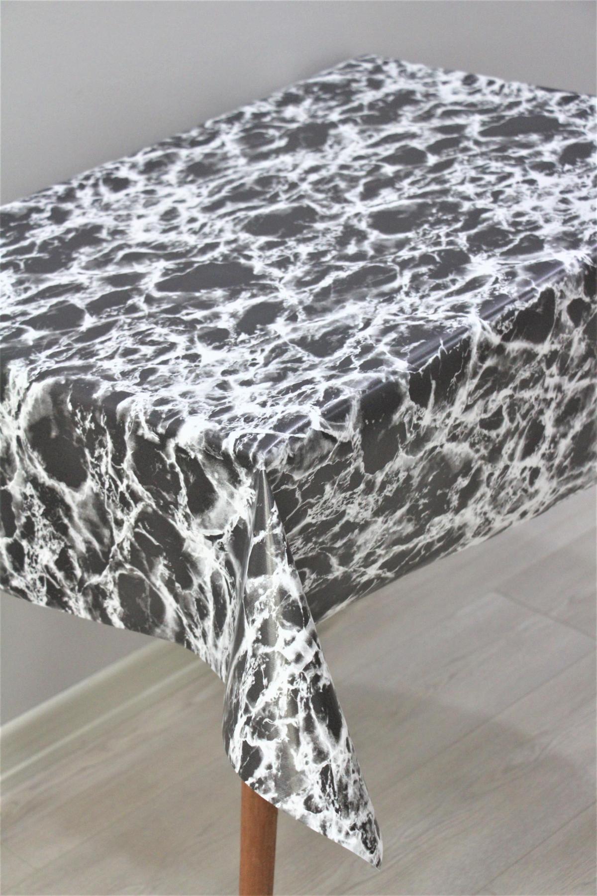 Dede Ev Tekstil PVC 140 x 220 cm Dertsiz Dikdörtgen Masa Örtüsü Siyah