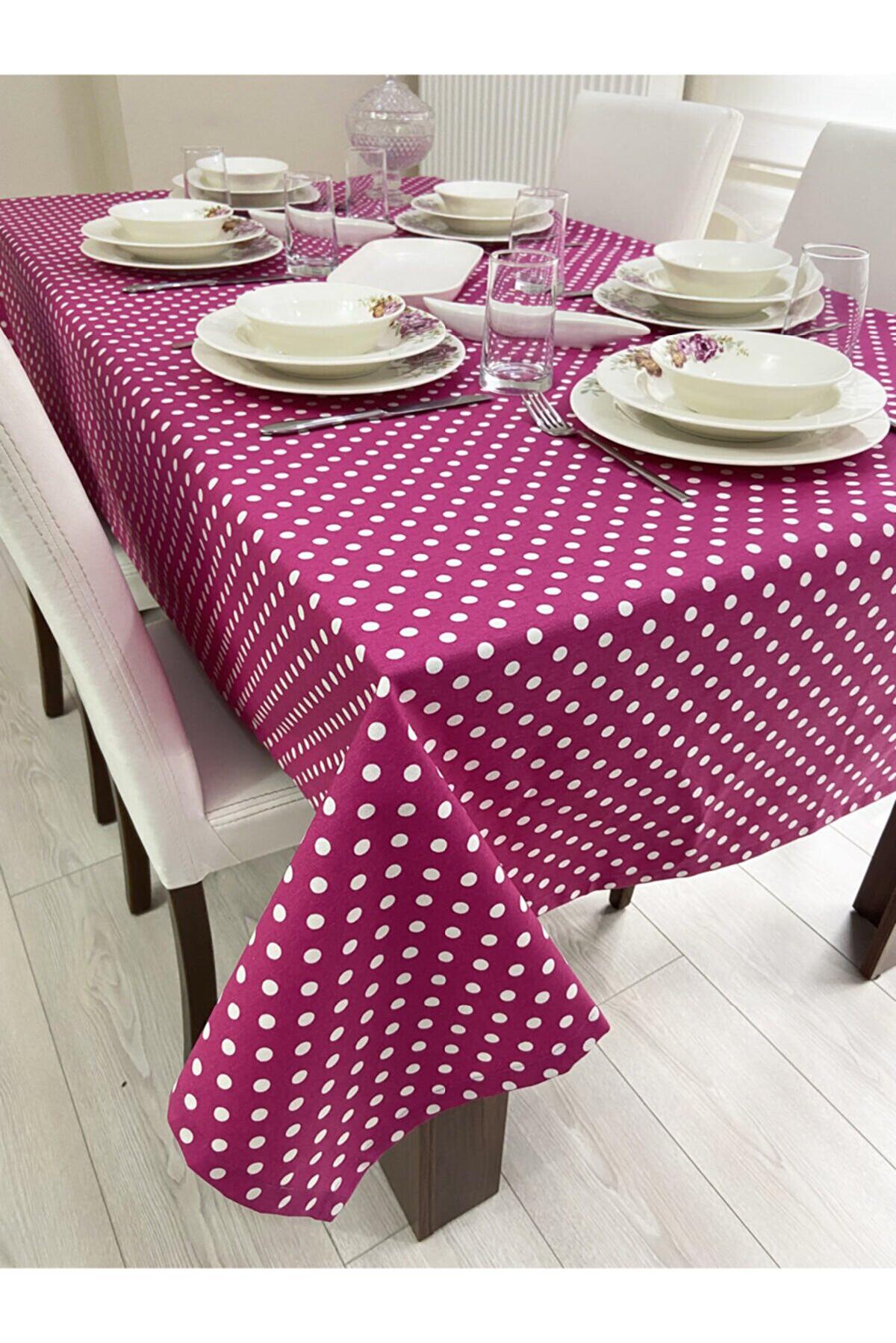 Zeren Home Pamuk 140 x 220 cm Dertsiz Dikdörtgen Masa Örtüsü Fuşya