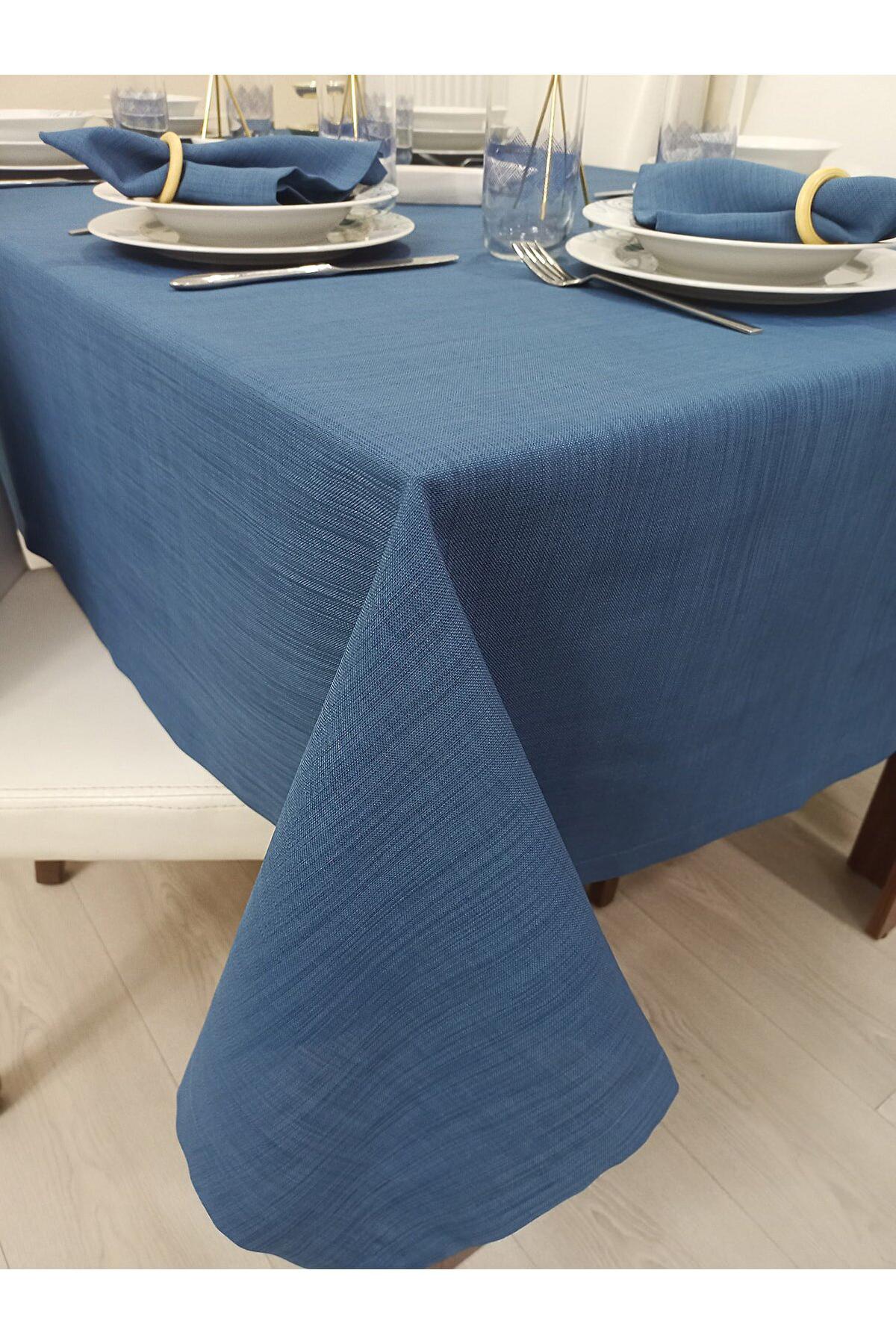 Zeren Home Polyester 140 x 200 cm Dertsiz Dikdörtgen Masa Örtüsü Mavi
