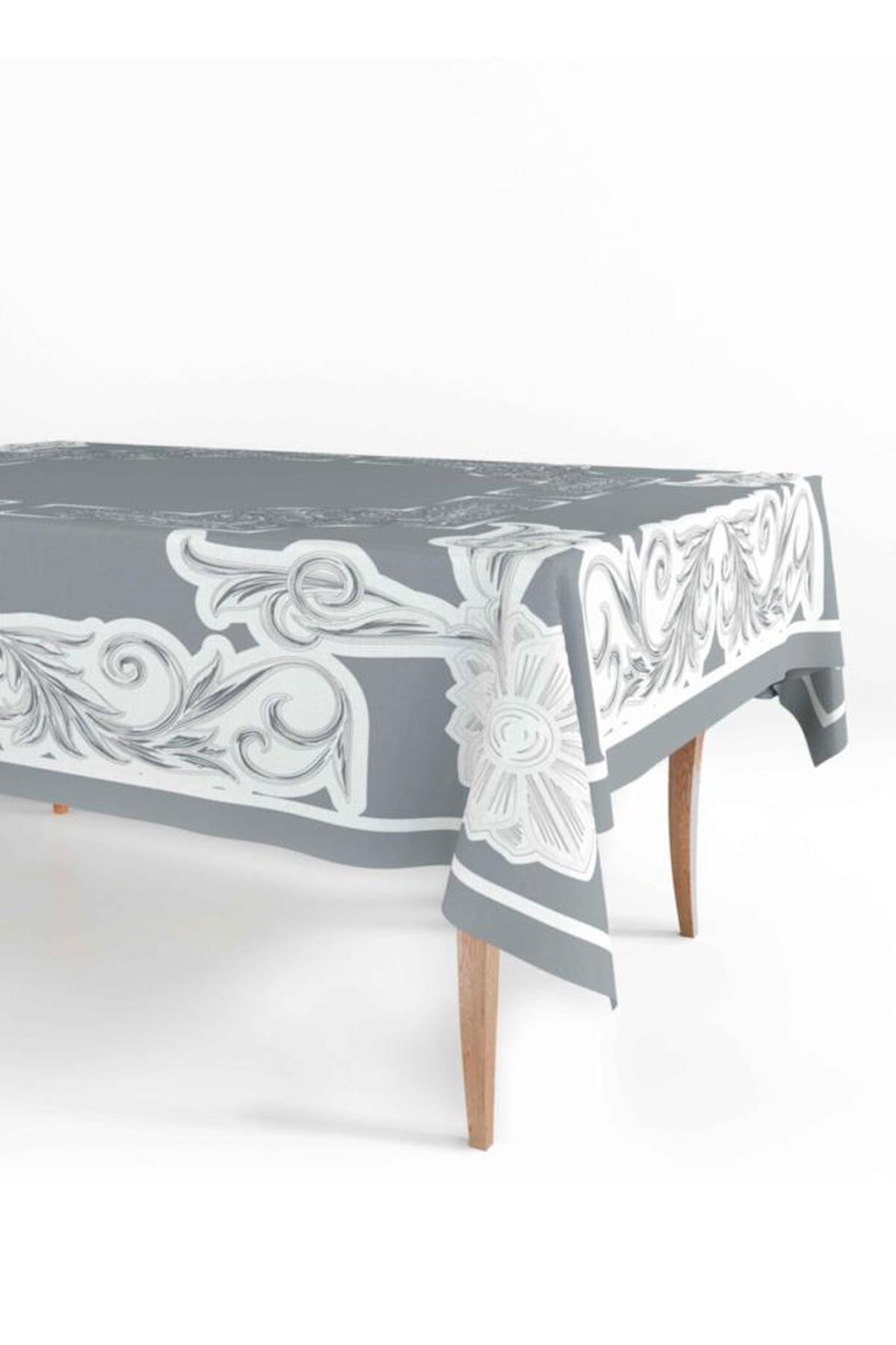 The Mia Polyester 150 x 230 cm Dikdörtgen Masa Örtüsü Gri