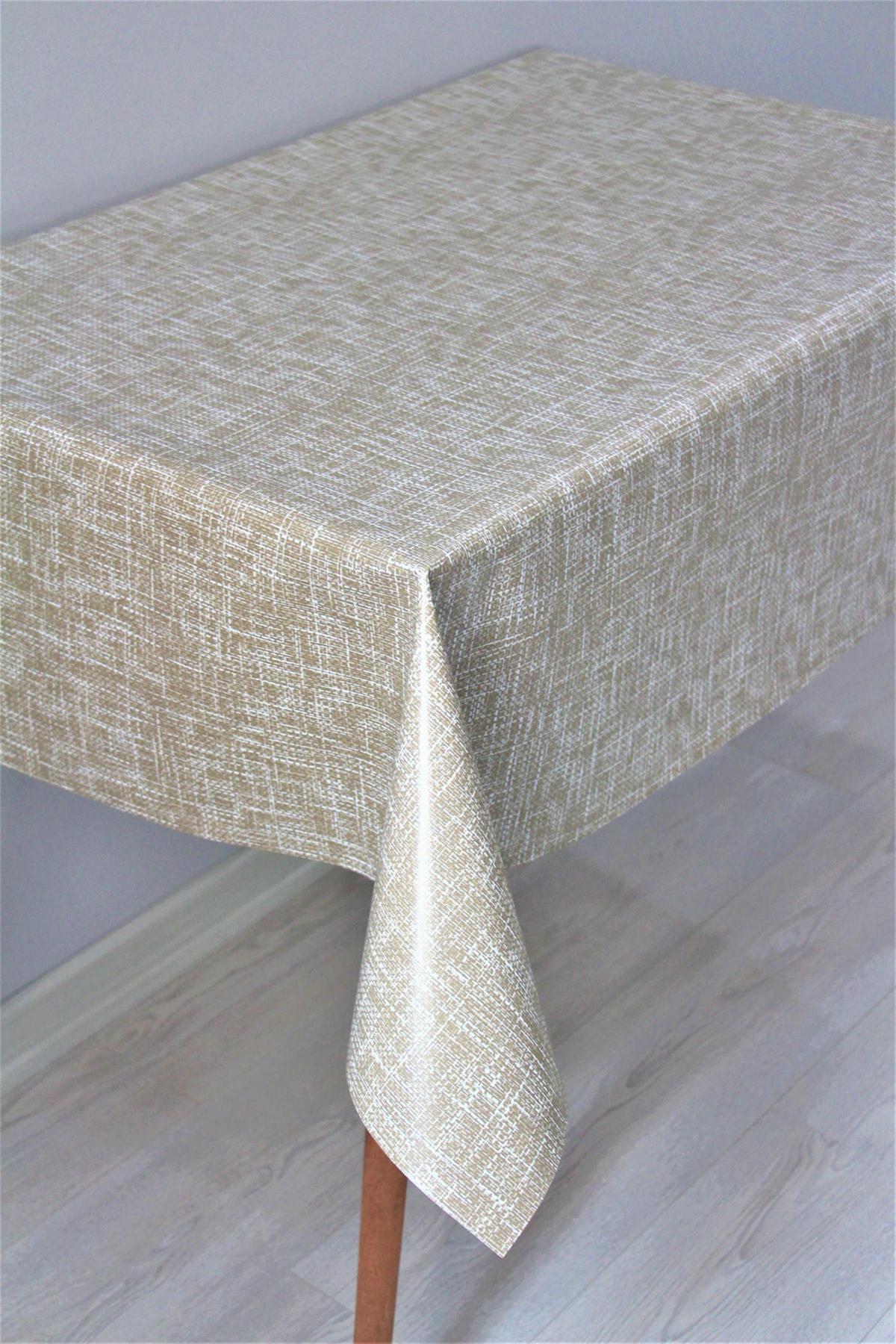 Dede Ev Tekstil PVC 140 x 140 cm Dikdörtgen Masa Örtüsü Kahverengi