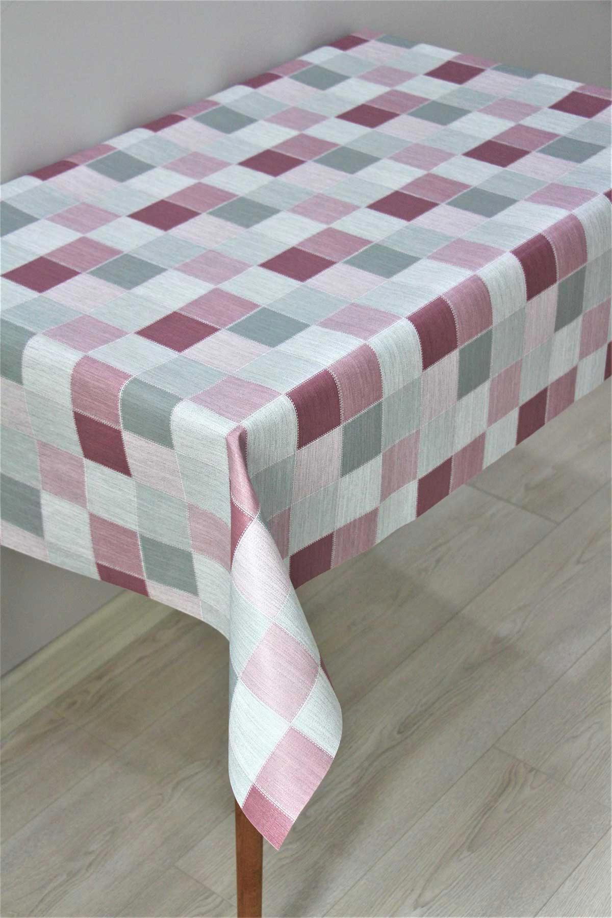 Dede Ev Tekstil PVC 140 x 220 cm Dikdörtgen Masa Örtüsü Pembe