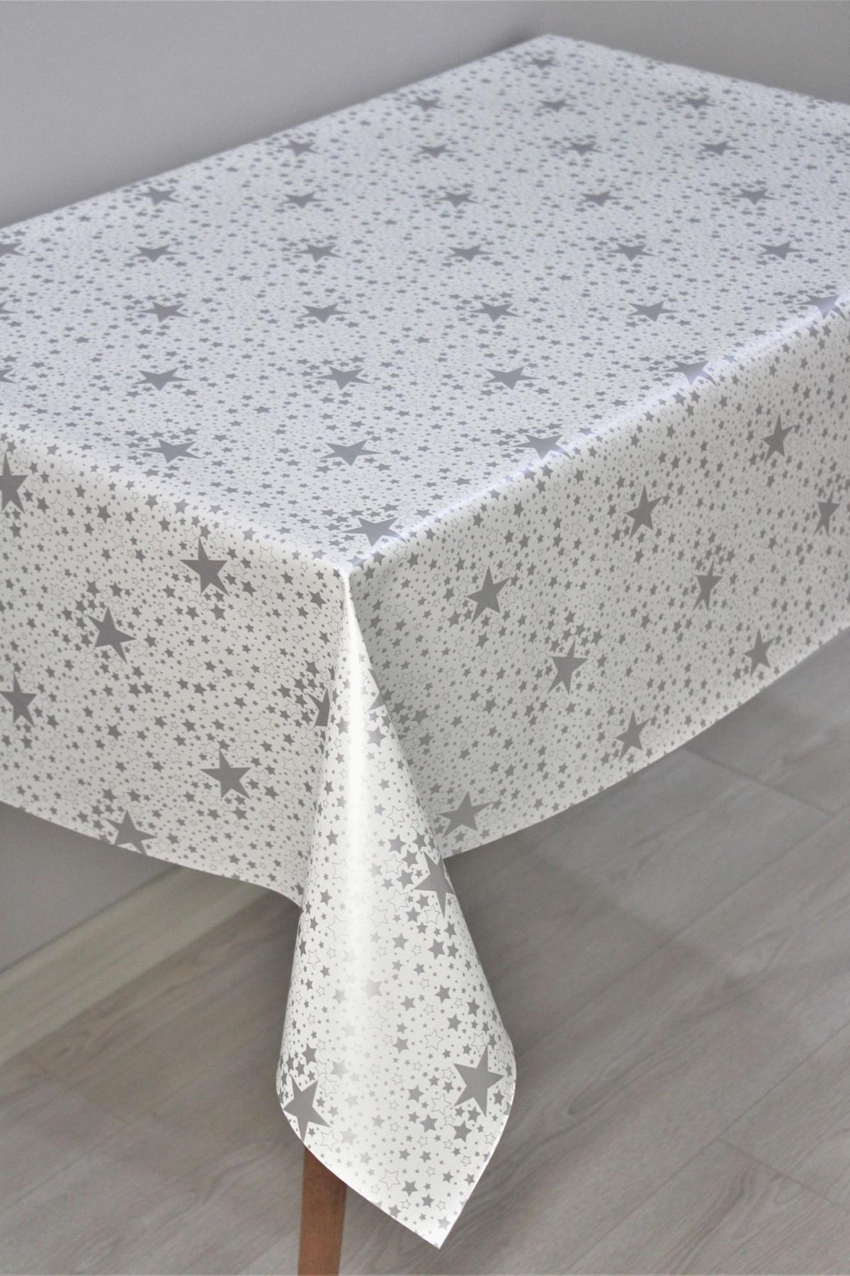 Dede Ev Tekstil PVC 110 x 140 cm Dertsiz Dikdörtgen Masa Örtüsü Gri