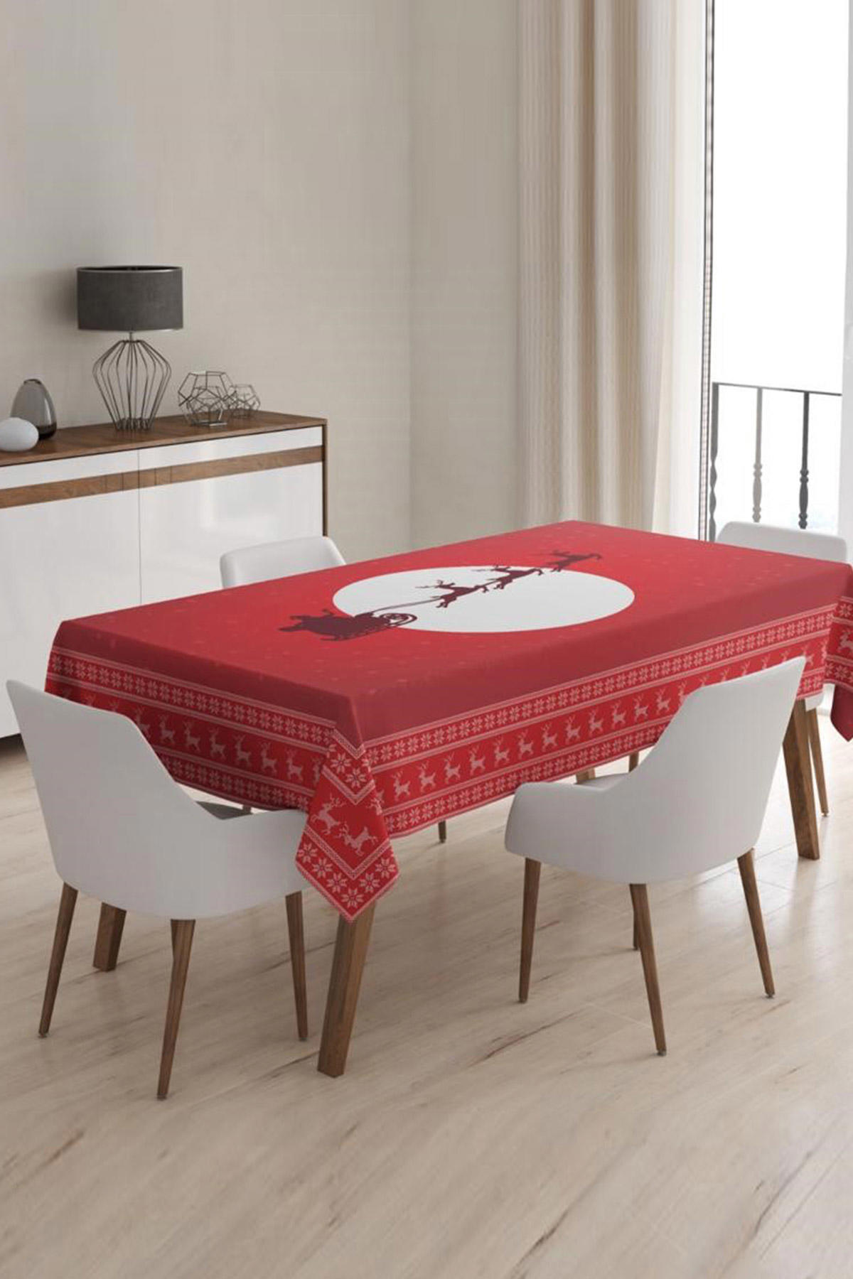 Depomaxx Polyester 160 x 220 cm Dikdörtgen Masa Örtüsü Kırmızı