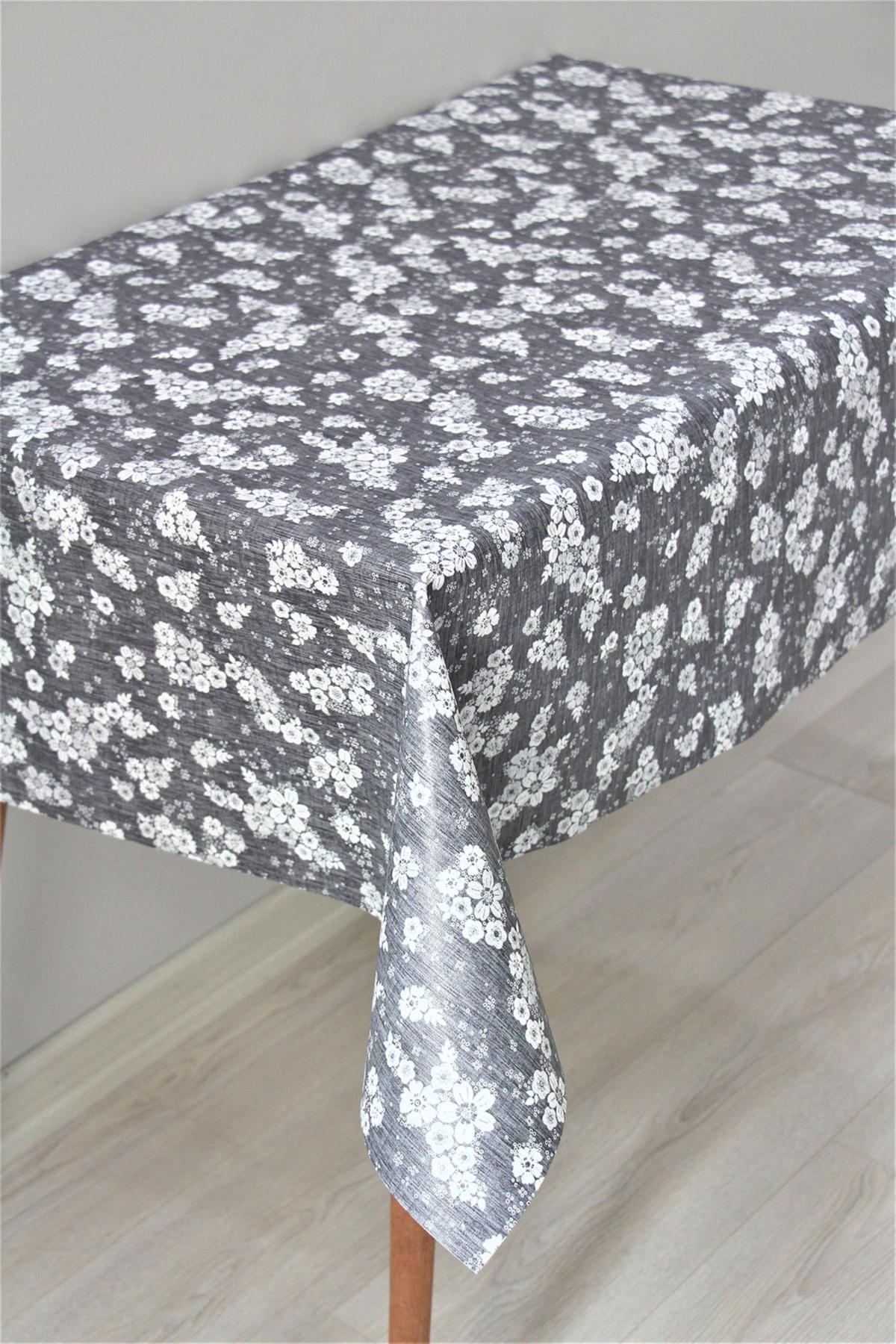 Dede Ev Tekstil PVC 140 x 300 cm Dikdörtgen Masa Örtüsü Siyah