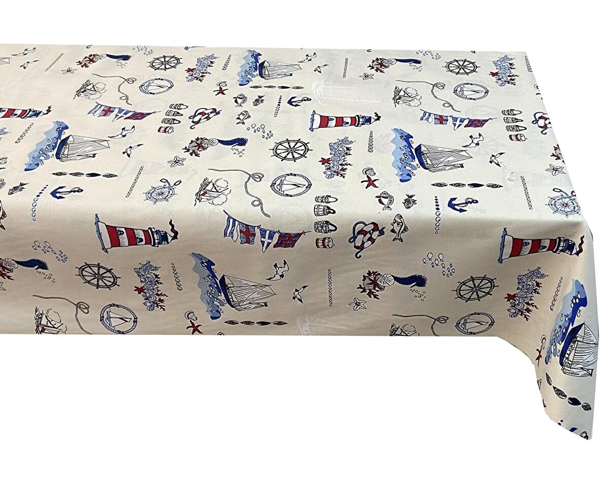 Zeren Home Pamuk-Polyester 130 x 170 cm Dertsiz Dikdörtgen Masa Örtüsü Bej
