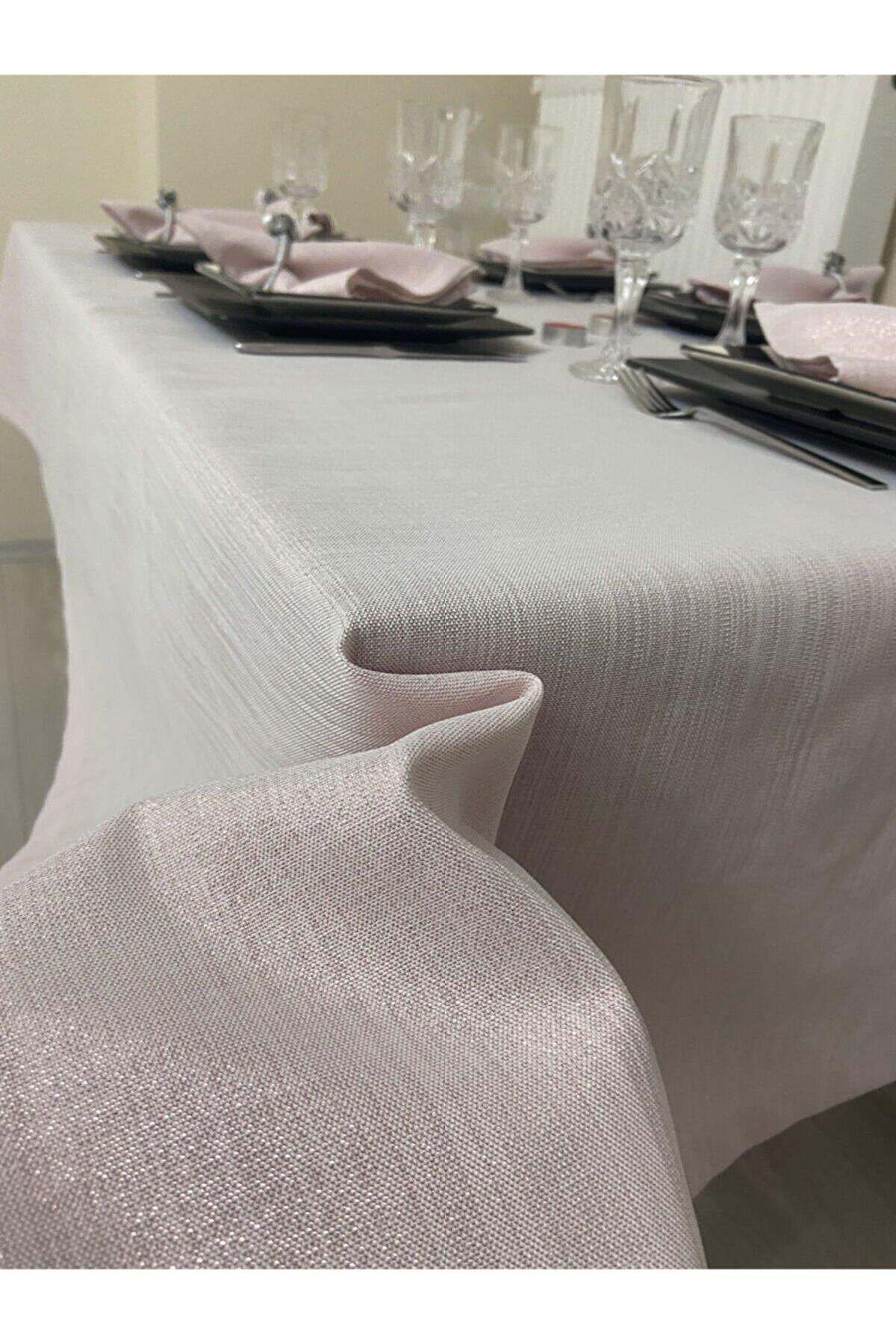 Zeren Home Polyester 150 x 350 cm Dertsiz Dikdörtgen Masa Örtüsü Pembe