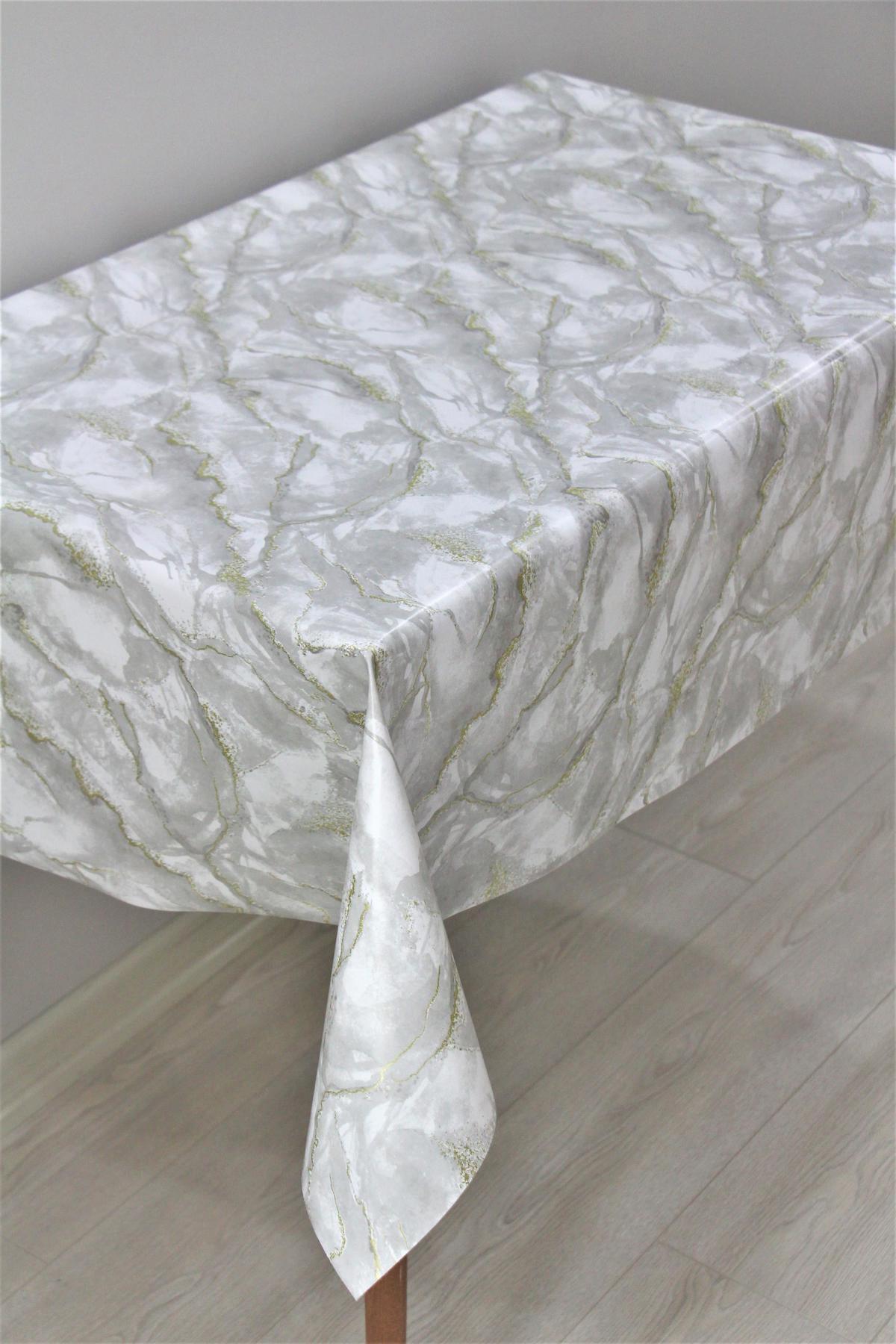 Dede Ev Tekstil PVC 140 cm Yuvarlak Masa Örtüsü Gri