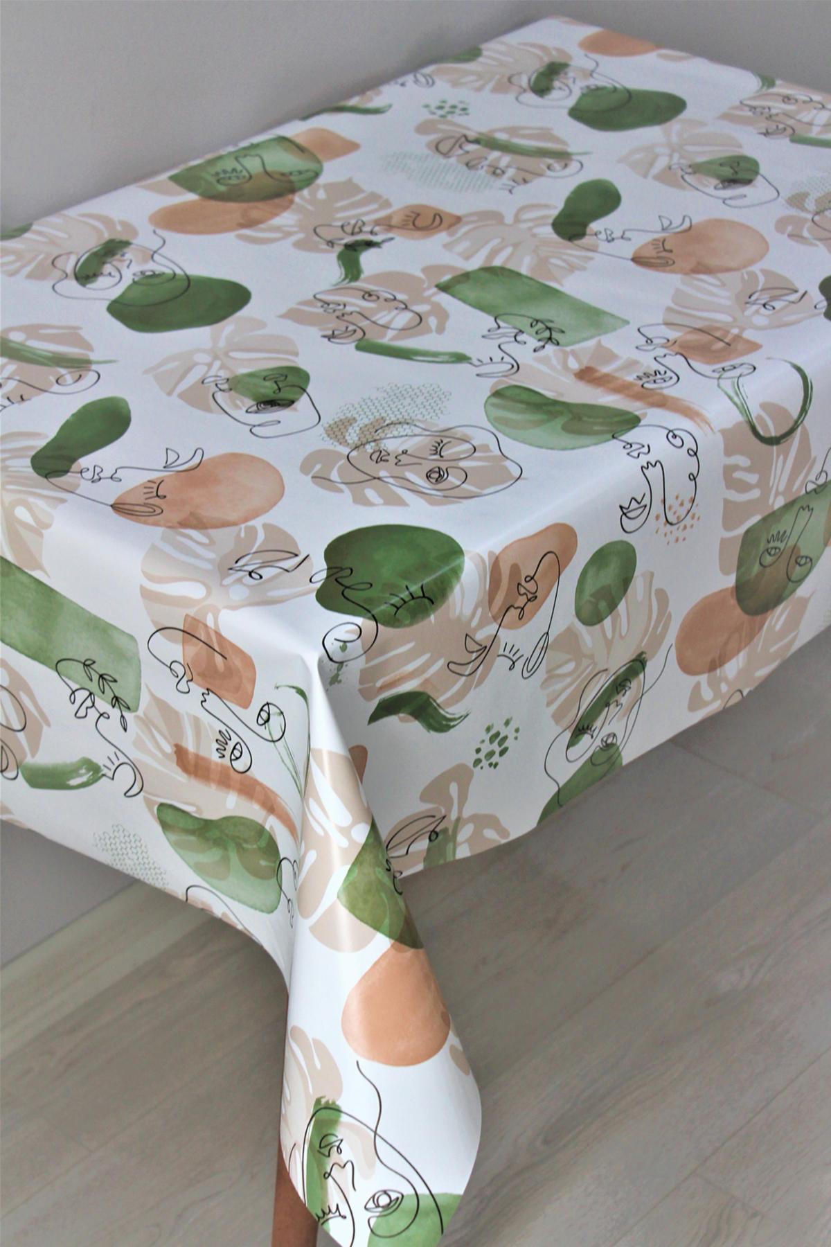 Dede Ev Tekstil PVC 140 x 200 cm Dikdörtgen Masa Örtüsü Yeşil