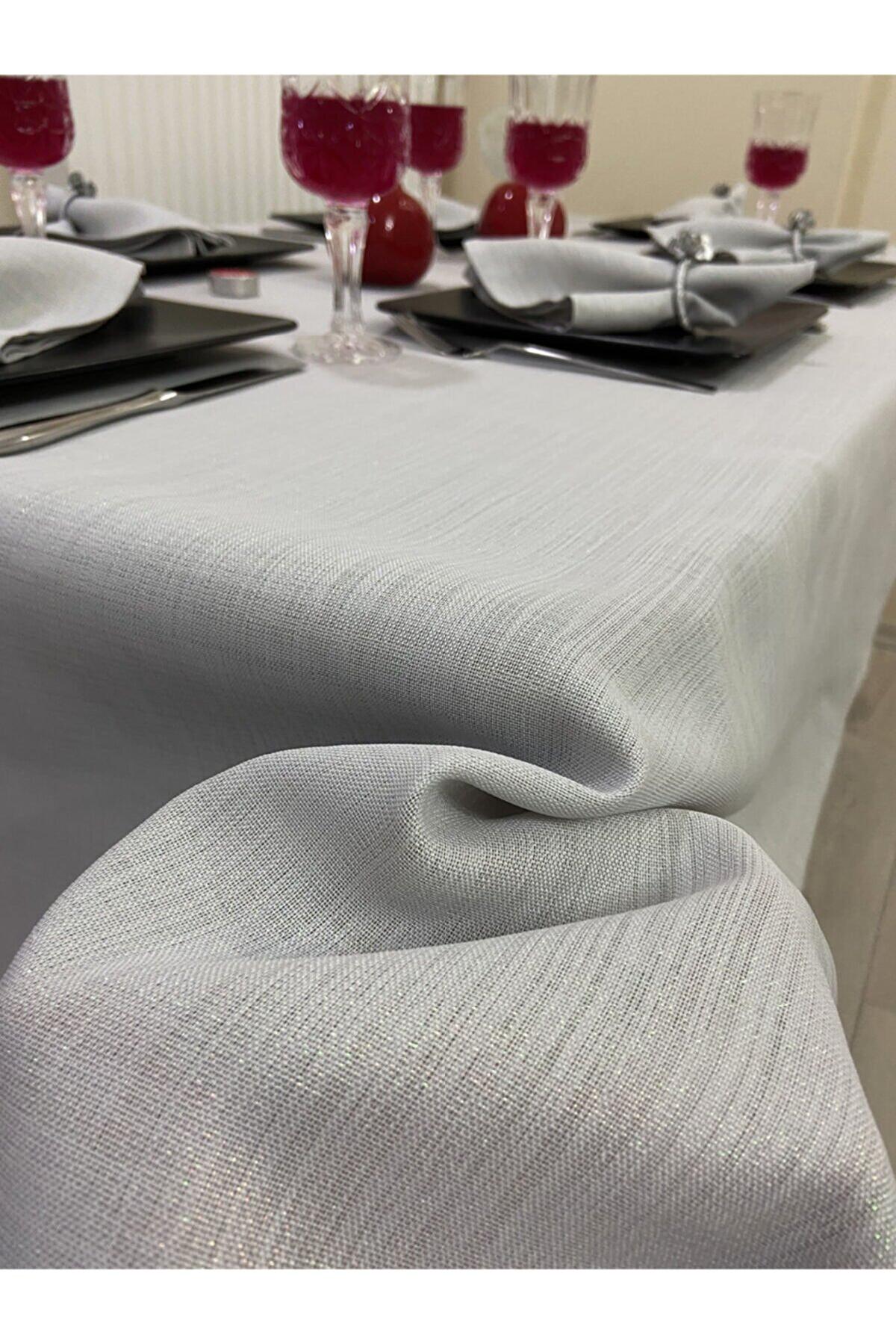 Zeren Home Keten 130 x 160 cm Dertsiz Dikdörtgen Masa Örtüsü Gri