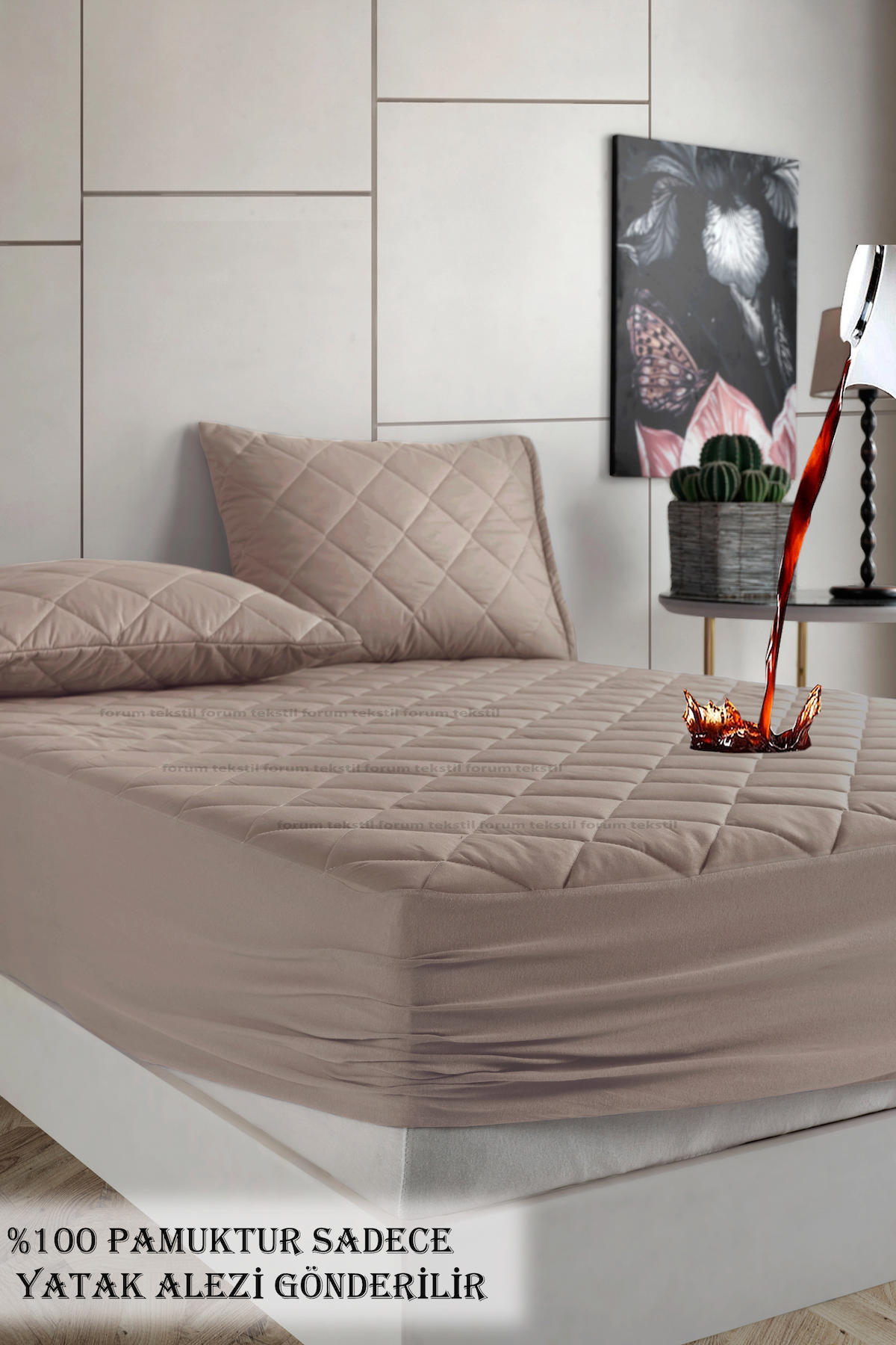 Formeya Sıvı Geçirmez %100 Pamuk Kapitone Fitted Pamuk Lastikli 120 x 200 cm Alez
