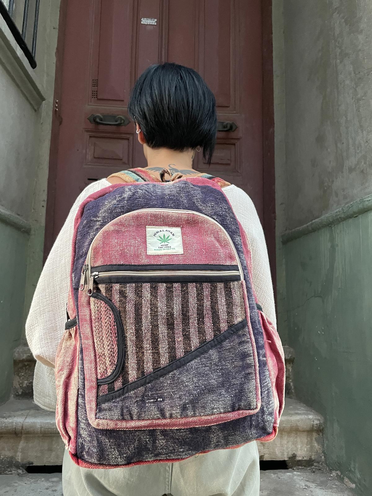 Bohoyasam Çizgili Pamuk Laptop Sırt Çantası Bordo