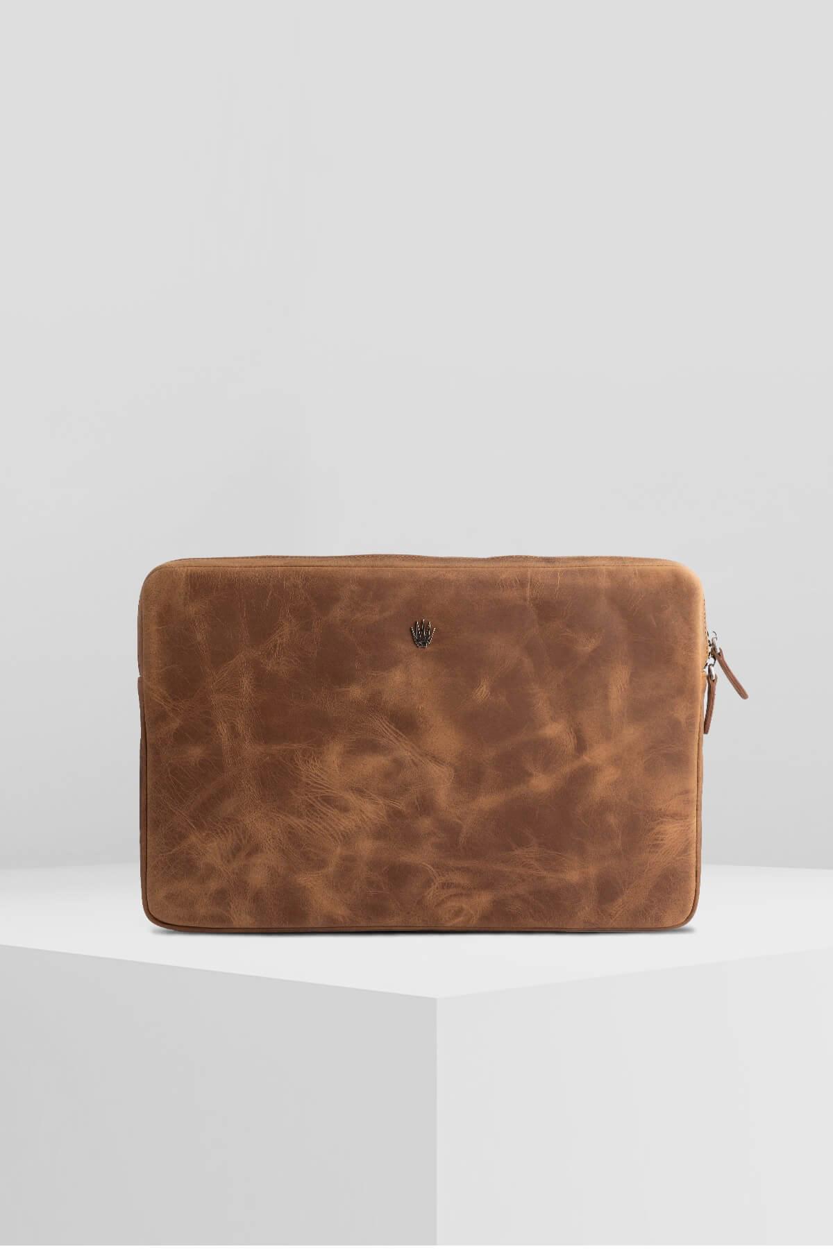 Watchofroyal Bouches 15 inç Deri Laptop El Çantası Taba