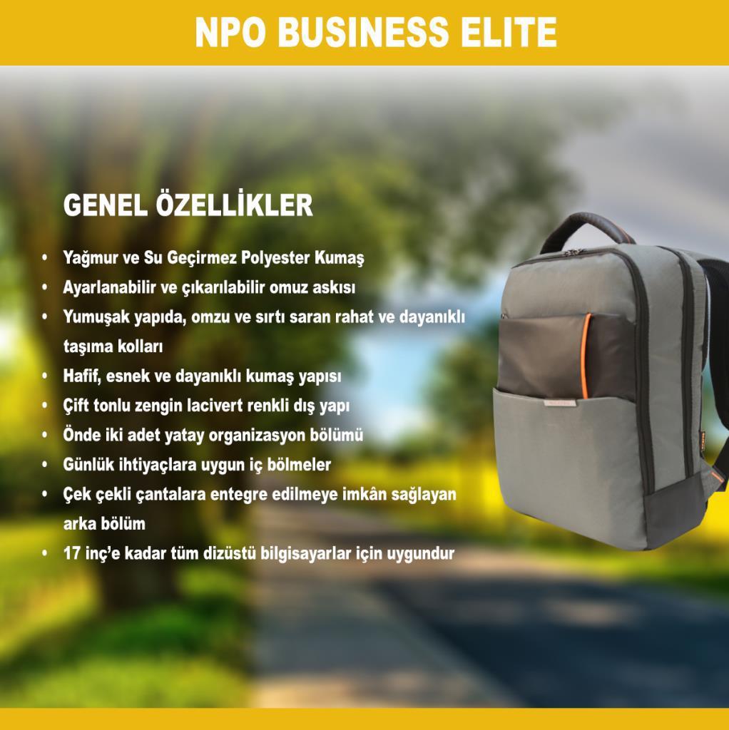 Npo Business 16 inç Polyester Su Geçirmez Laptop Sırt Çantası Gri