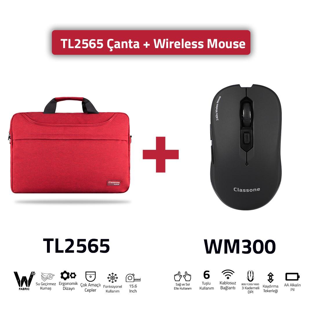 Classone TL2565 15.6 inç Kumaş Su Geçirmez Laptop Postacı Çantası Kırmızı