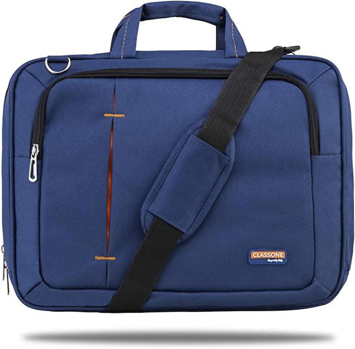 Classone 15.6 inç Kumaş Su Geçirmez Laptop Postacı Çantası Lacivert