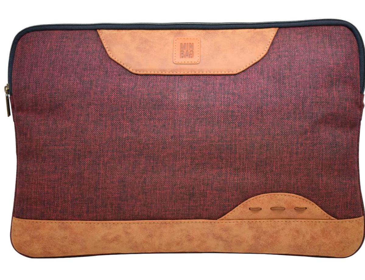 Minbag 14.9 inç Suni Deri Laptop El Çantası Bordo-Taba