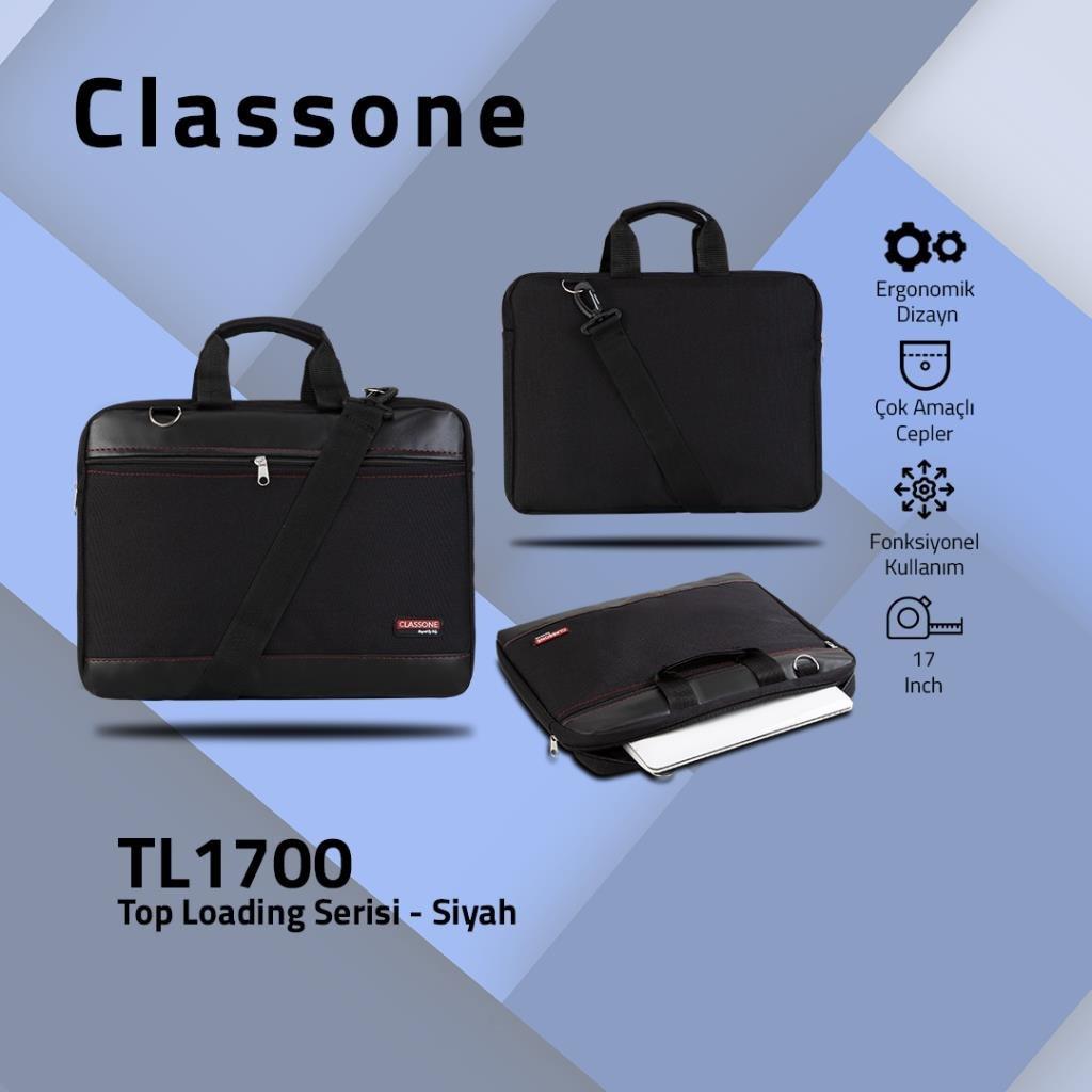 Classone 17 inç Kumaş Laptop Postacı Çantası Siyah