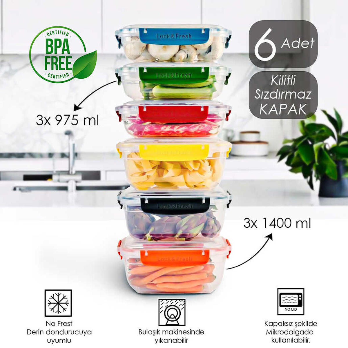 Porsima 12 Parça Kare Plastik Saklama Kabı