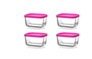 Lav 8 Parça Kare Cam Saklama Kabı 270 ml