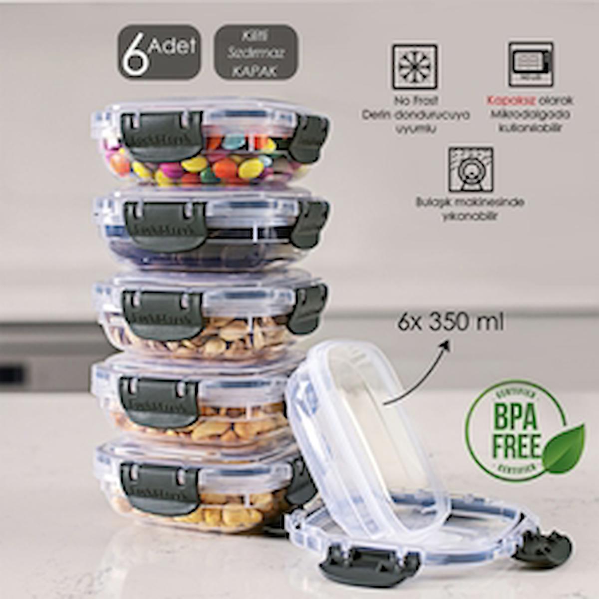 Porsima 12 Parça Kare Plastik Saklama Kabı 350 ml