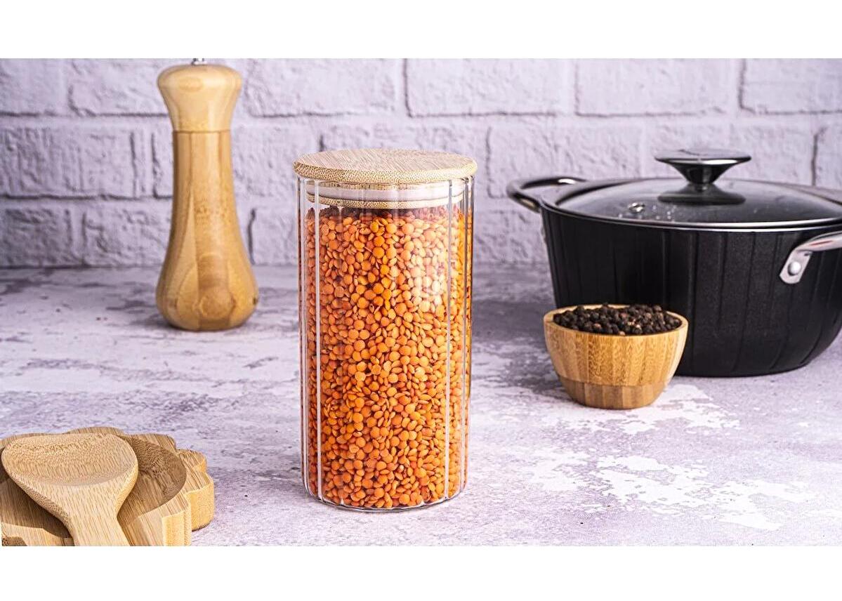 Bambum 1 Parça Silindir Cam Saklama Kabı 600 ml