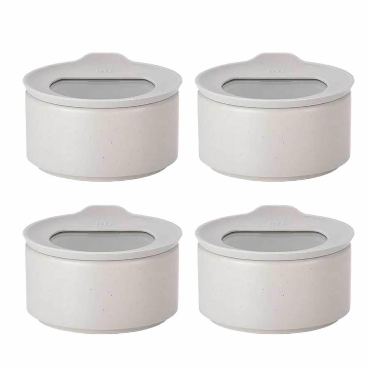 Neoflam 8 Parça Yuvarlak Cam - Seramik - Silikon Saklama Kabı 600 ml