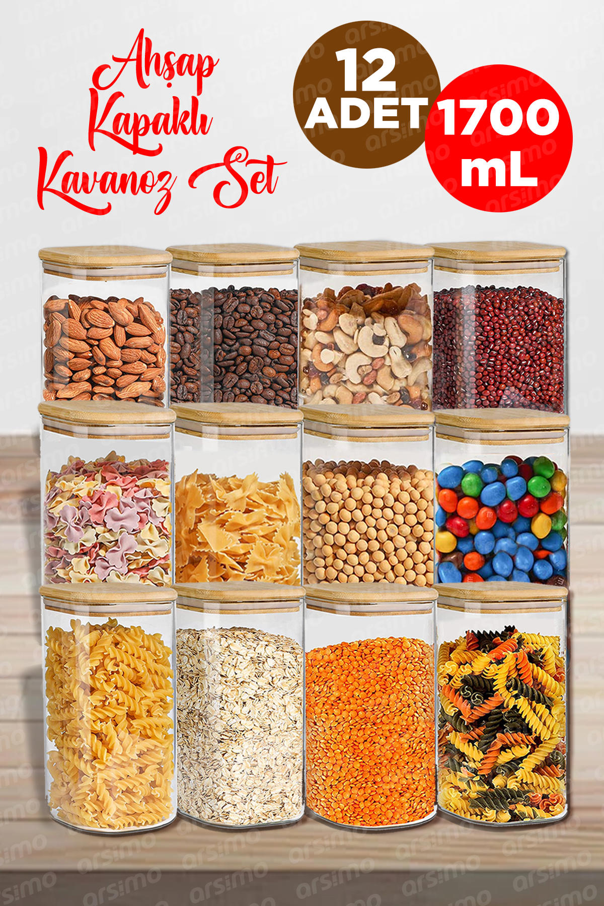 Arsimo 24 Parça Kare Plastik Saklama Kabı 1.7 lt