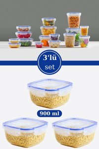 Flosoft 9 Parça Kare plastik Saklama Kabı 900 ml