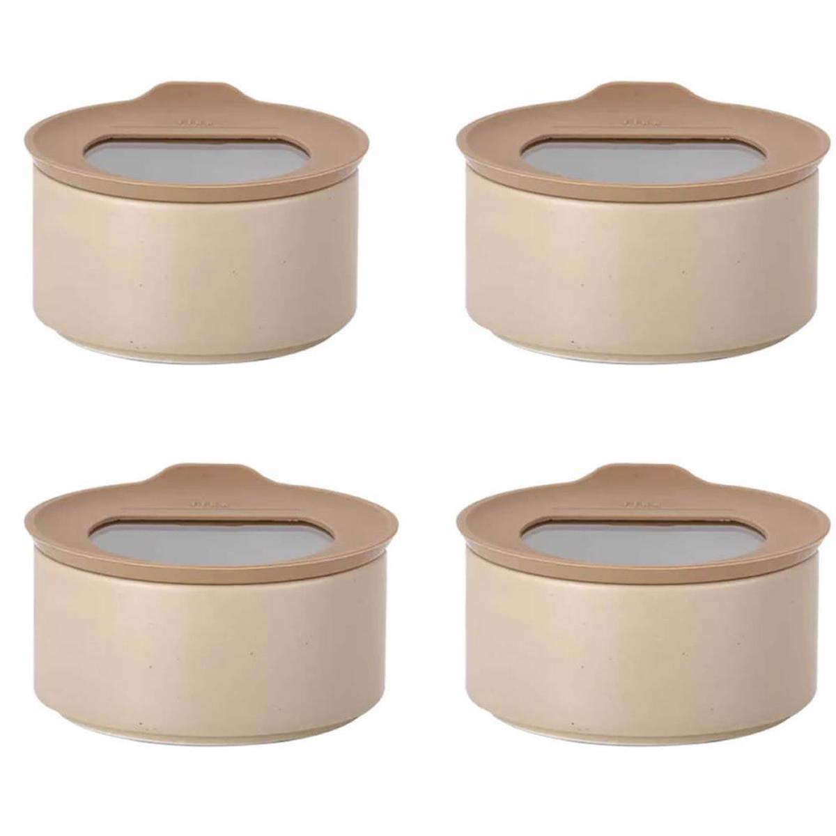 Neoflam 8 Parça Yuvarlak Cam - Seramik - Silikon Saklama Kabı 200 ml