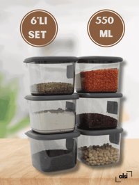Alsi Home 12 Parça Kare Plastik Saklama Kabı 550 ml