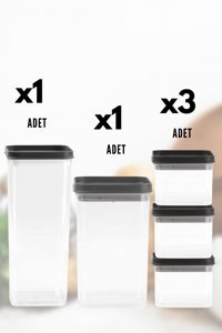 Gondol 5 Parça Dikdörtgen Plastik Saklama Kabı