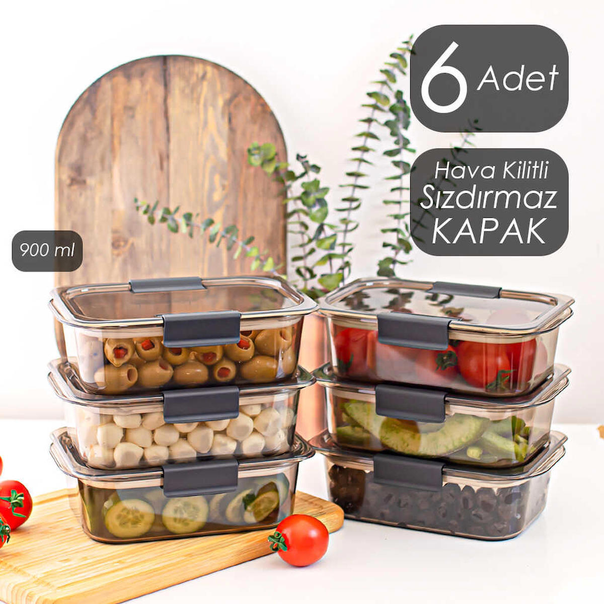 Porsima 12 Parça Dikdörtgen Plastik Saklama Kabı 900 ml