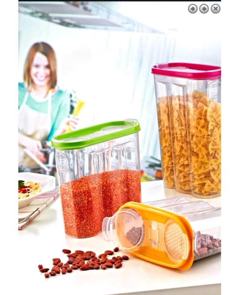 Piev 2 Parça Silindir Plastik Saklama Kabı 2.4 lt