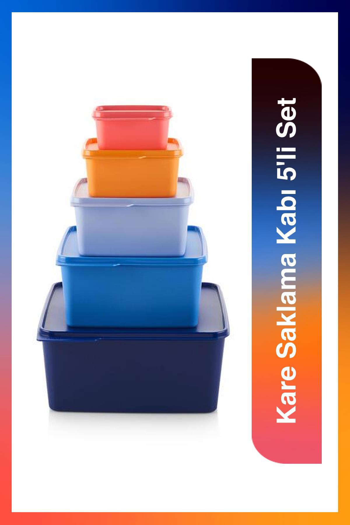 Tupperware 5 Parça Dikdörtgen Plastik Saklama Kabı 9.75 lt